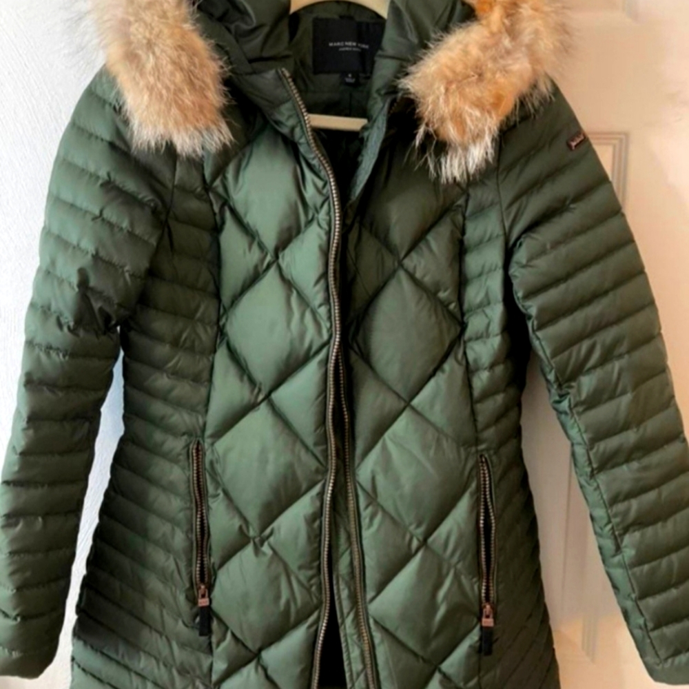 Andrew Marc (Marc New York) Down Jacket, full length parka w/hood. Small. NWOT